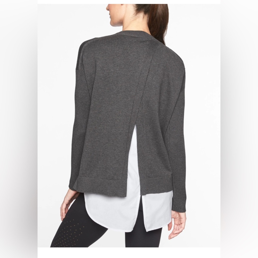 Athleta‎ Charcoal Gray Highland Crossback Sweater Medium
